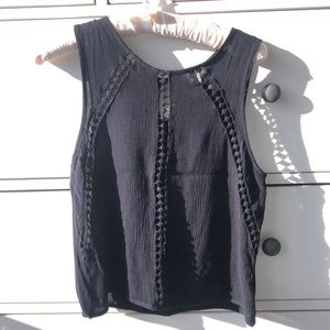 Black cropped tank top w/ funky triangle cut outs